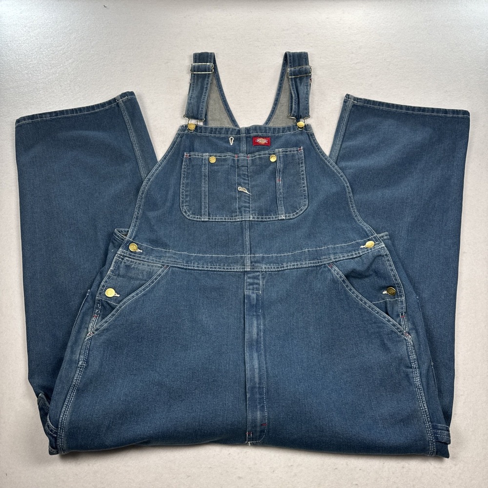 Dickies Denim Overalls Fits Men Size 42X29 Blue Cotton Bib Workwear Carpenter